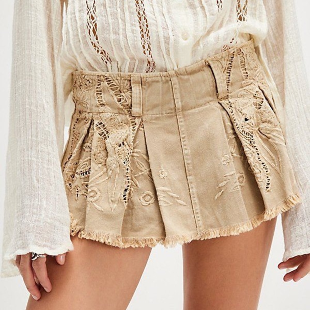 Free People Tan Mini Skirt